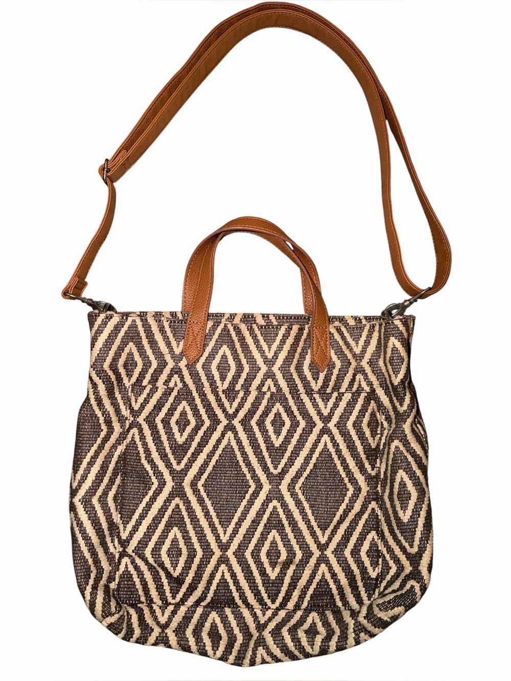 Thirty-One Geo Weave Window Shopper Tote Crossbody Purse 100% Cotton